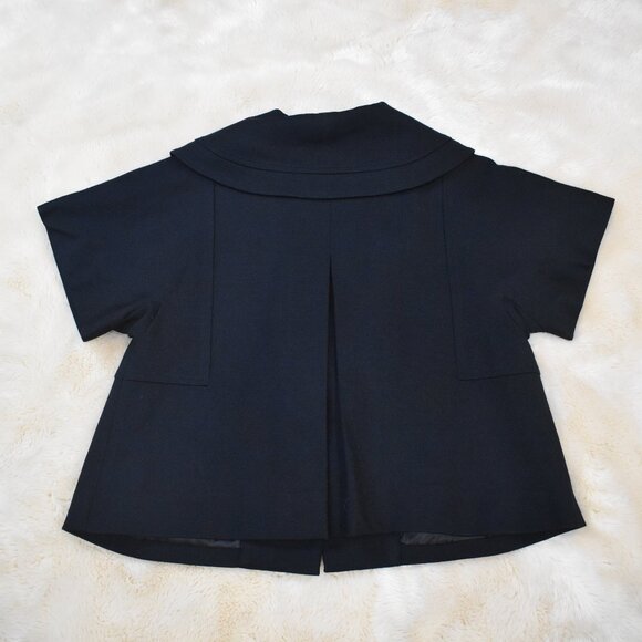 INC Black Cape Swing Jacket Size M Short Sleeve Blazer Chic Old Money Officewear - Picture 15 of 15